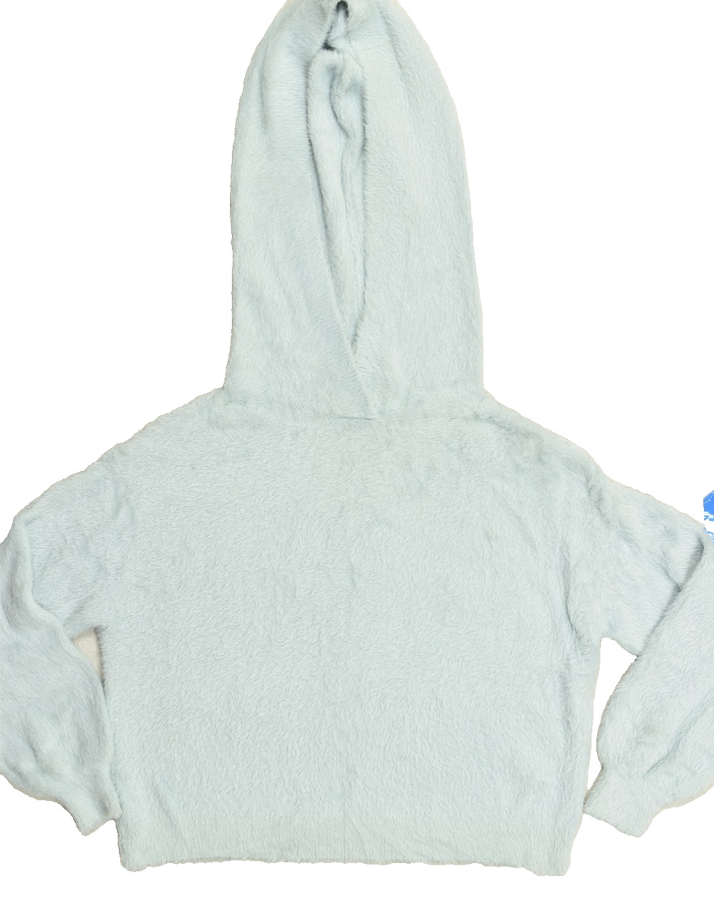 LOFT Women's L Light Blue Fuzzy Eyelash Knit Hooded Sweater Pullover Soft Nylon